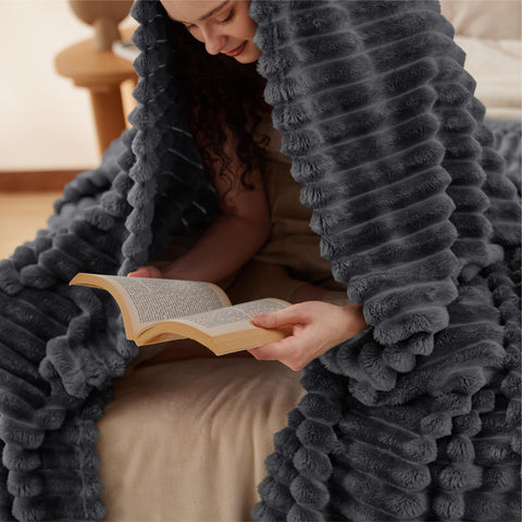 Bedsure GentleSoft grey fleece blanket suitable for kids and adults