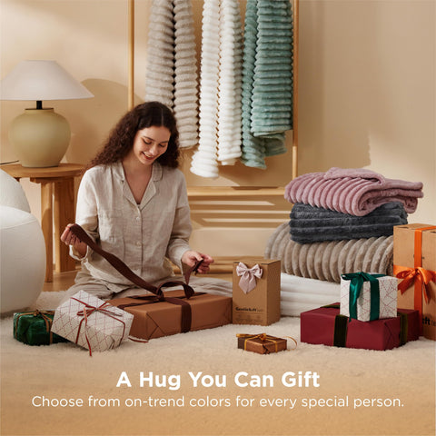 Bedsure GentleSoft grey fleece blanket on bed with calm decor