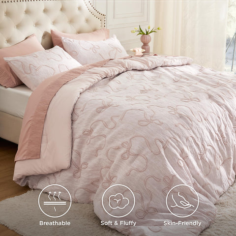Bedsure gentlesoft jacquard texture closeup shows breathable, soft comfort.
