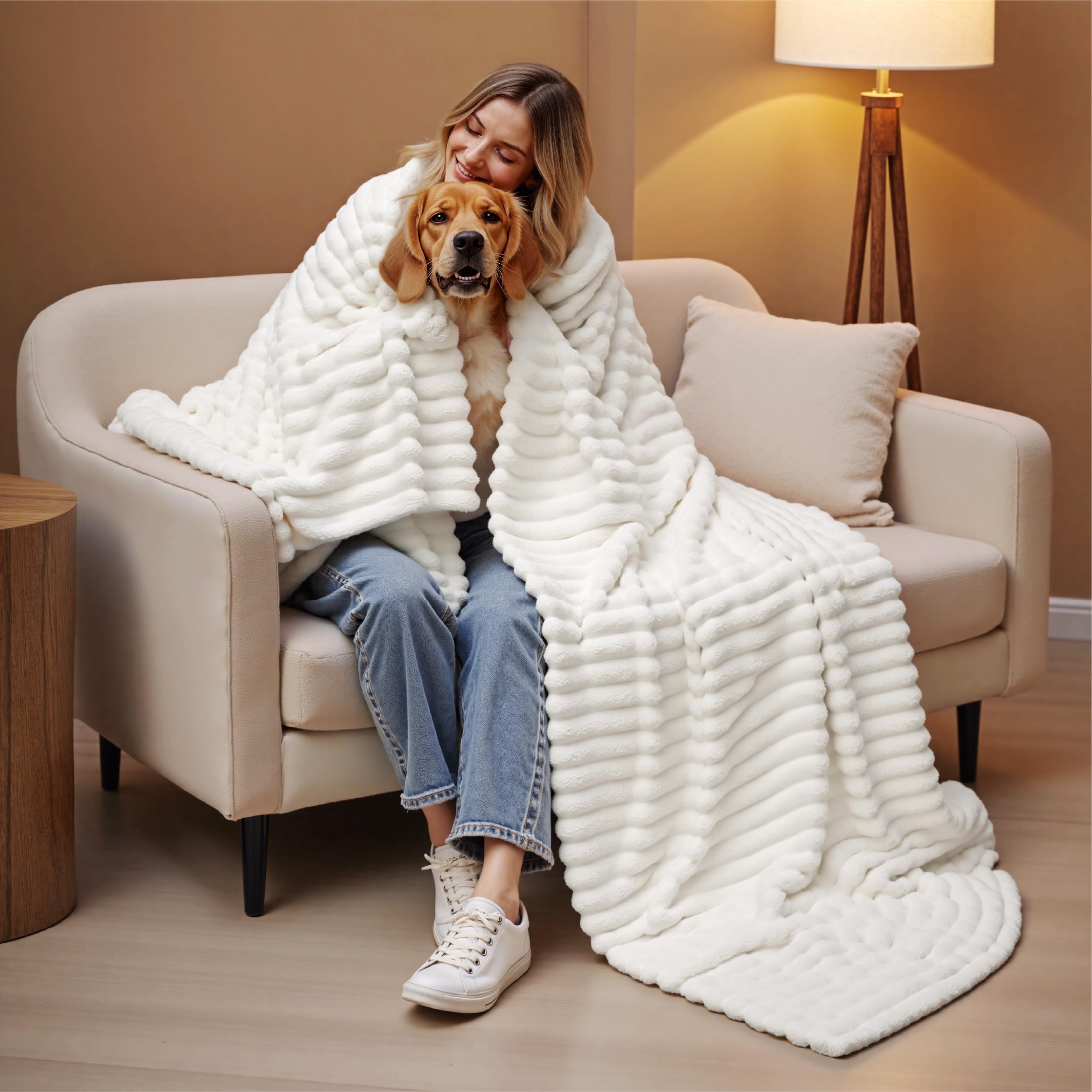 Bedsure GentleSoft king blanket complements living room decor with a calm, cohesive look.