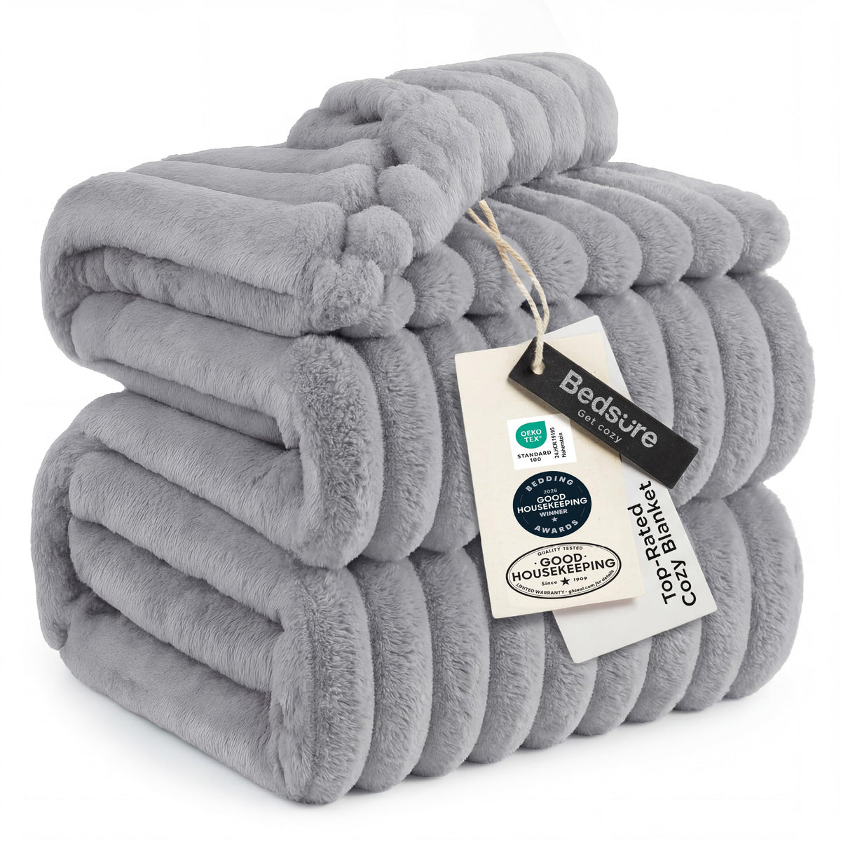 Bedsure GentleSoft king blanket stripe closeup shows plush texture for cozy warmth