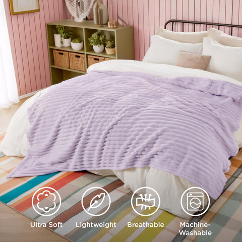 Bedsure GentleSoft Lavender Fog blanket lavender tone complements modern decor