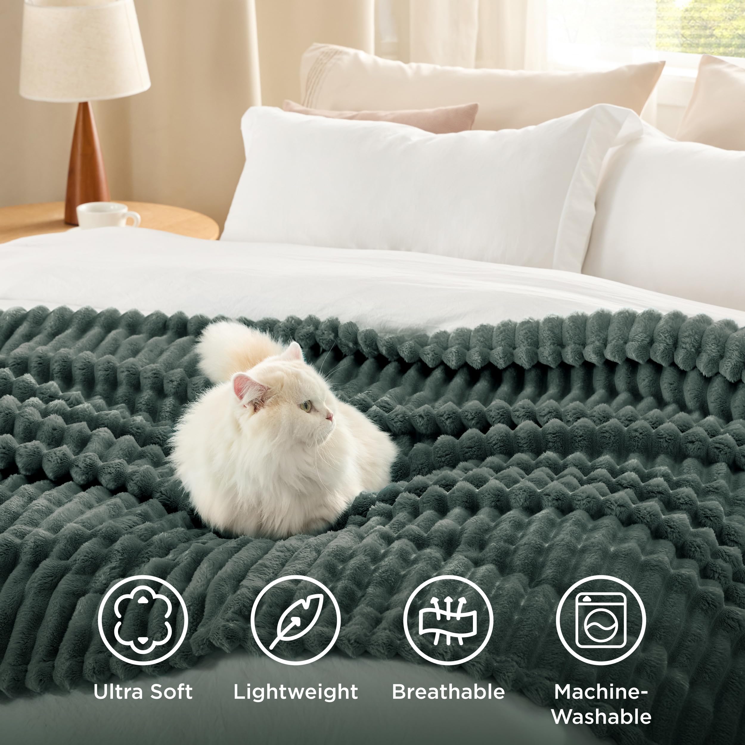 Bedsure GentleSoft Mallard Green fleece blanket after washing retains color and softness