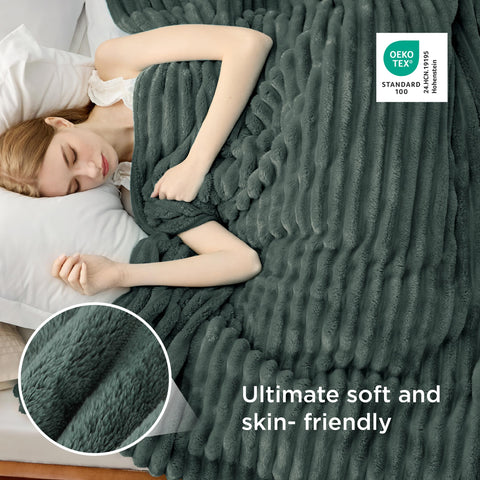 Bedsure GentleSoft Mallard Green packaging highlighting quality