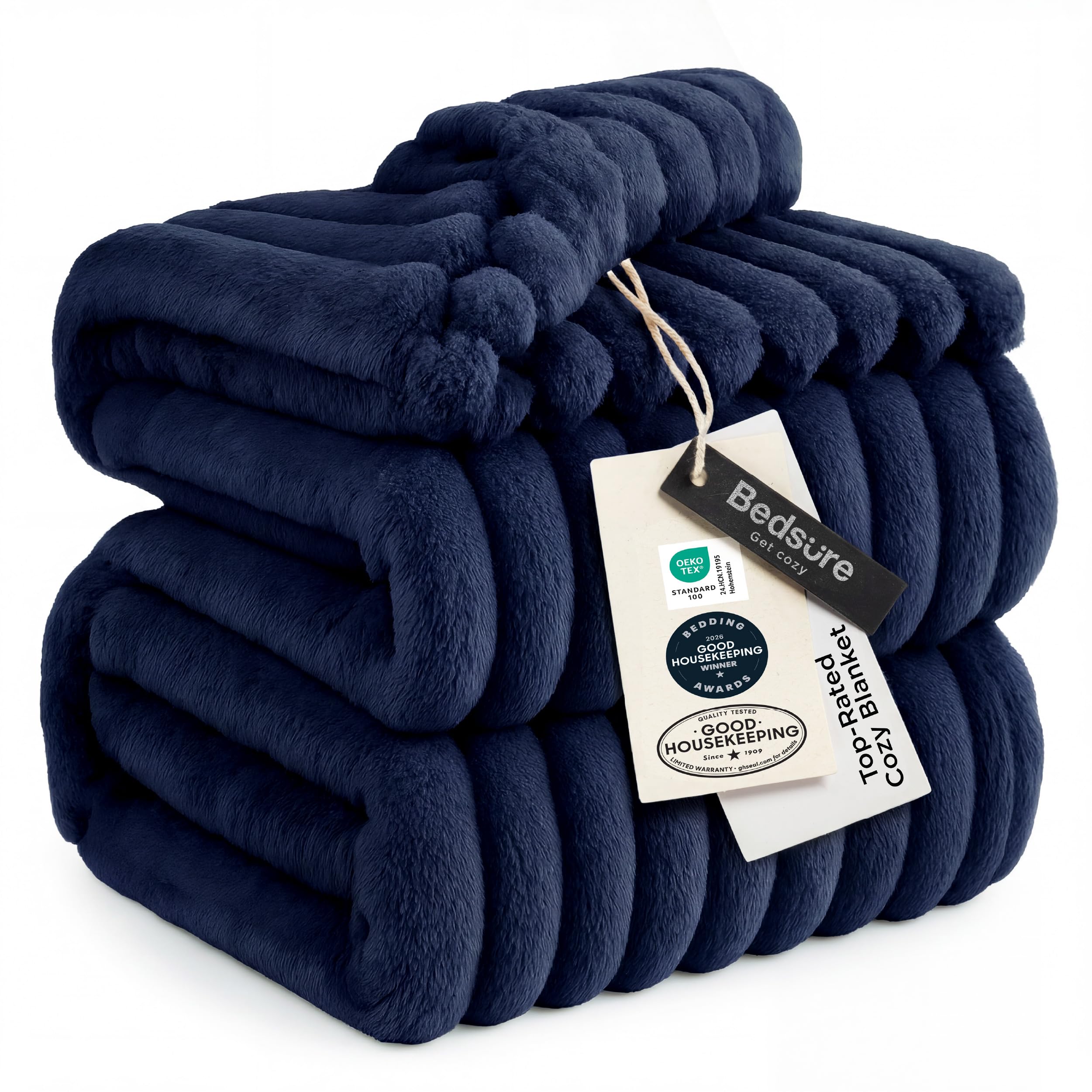 Bedsure GentleSoft navy couch throw offers plush comfort for daily lounging