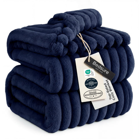 Bedsure GentleSoft navy couch throw offers plush comfort for daily lounging