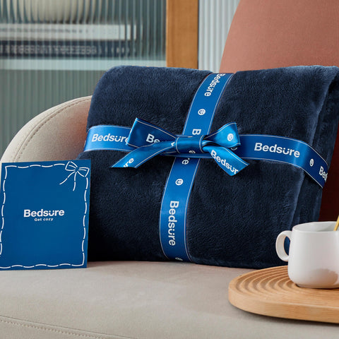 Bedsure GentleSoft navy blanket gift packaging ready for gifting