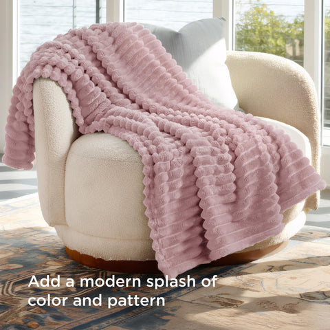 Bedsure GentleSoft pink edge stitching highlights durable seams for long-lasting use.