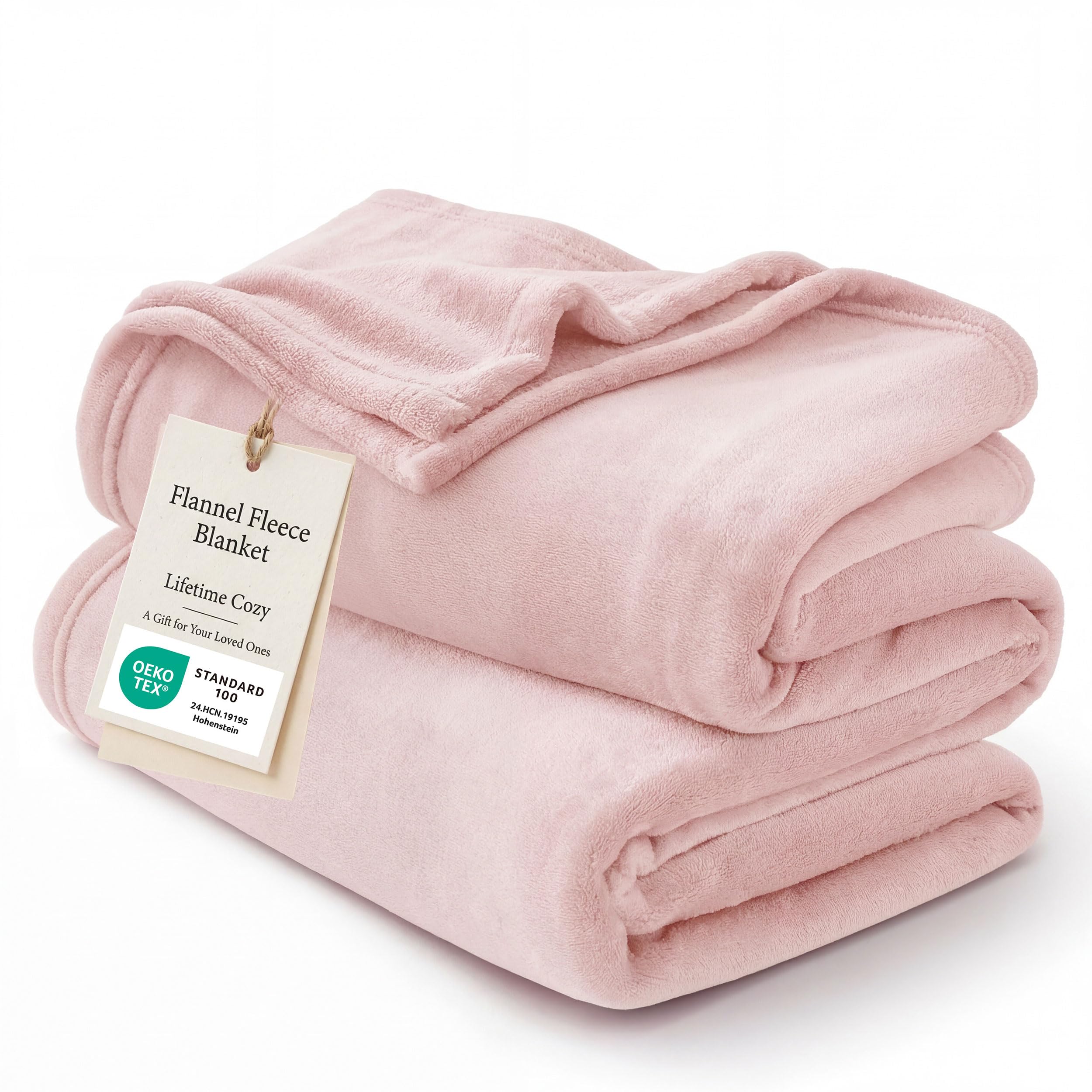 Bedsure GentleSoft pink fleece blanket close-up shows plush texture for cozy warmth