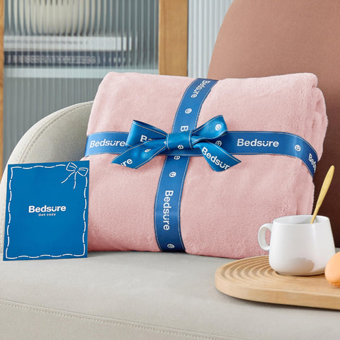 Bedsure GentleSoft pink fleece blanket stitch detail for durable cozy wear