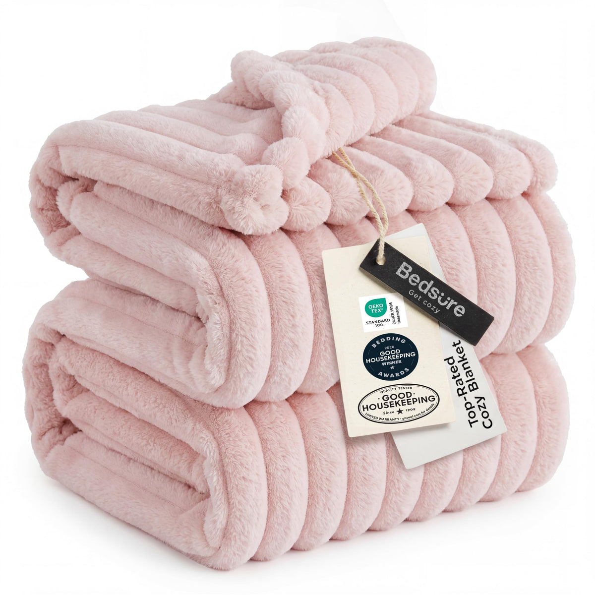Bedsure GentleSoft pink throw on couch shows cozy comfort for lounging