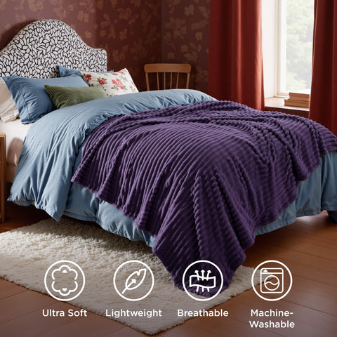 Bedsure GentleSoft blanket showing 50x60 inch dimension for cozy coverage