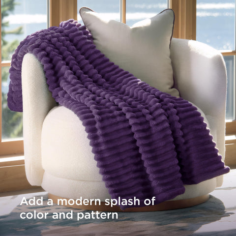 Bedsure GentleSoft blanket with striped pattern complementing modern decor