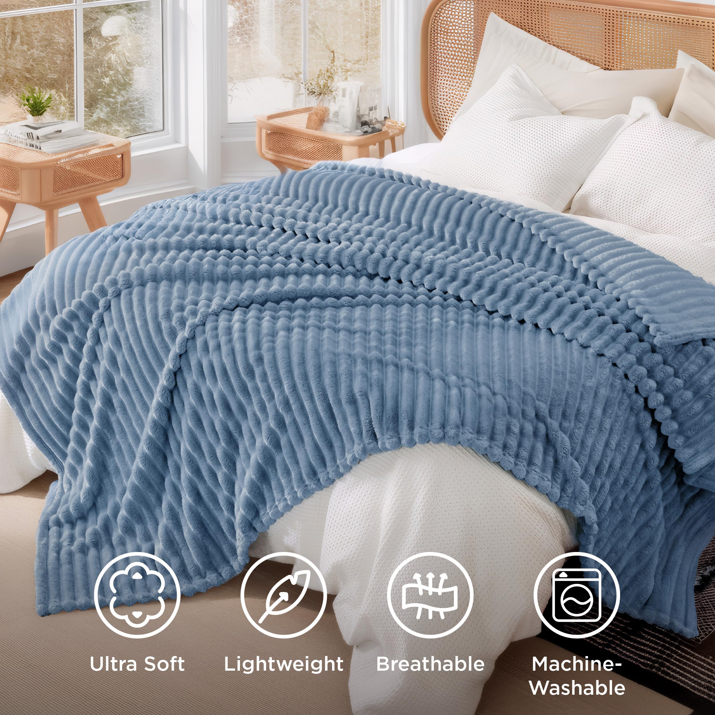Durable stitching on Bedsure GentleSoft queen blanket highlights quality