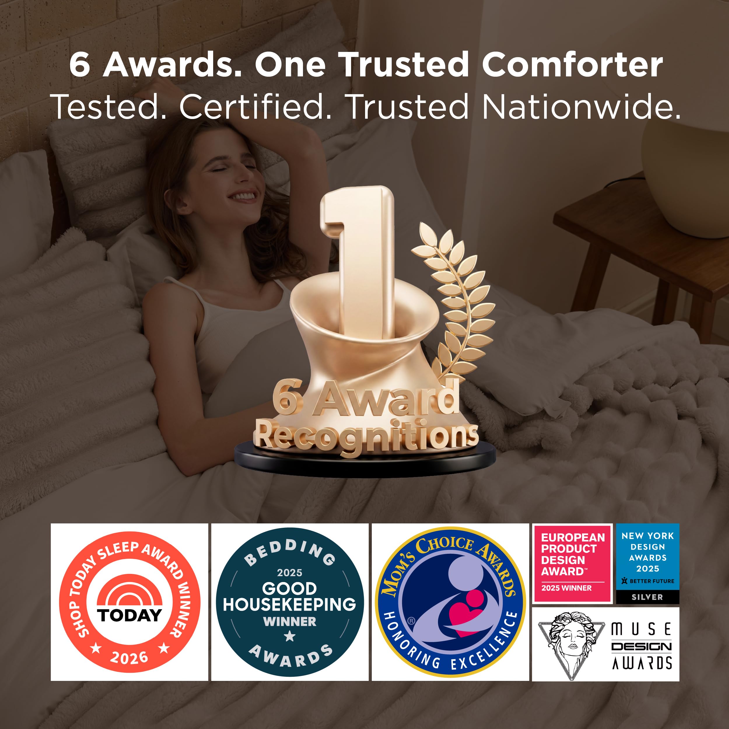 Bedsure Gentlesoft queen comforter 90x90 on bed