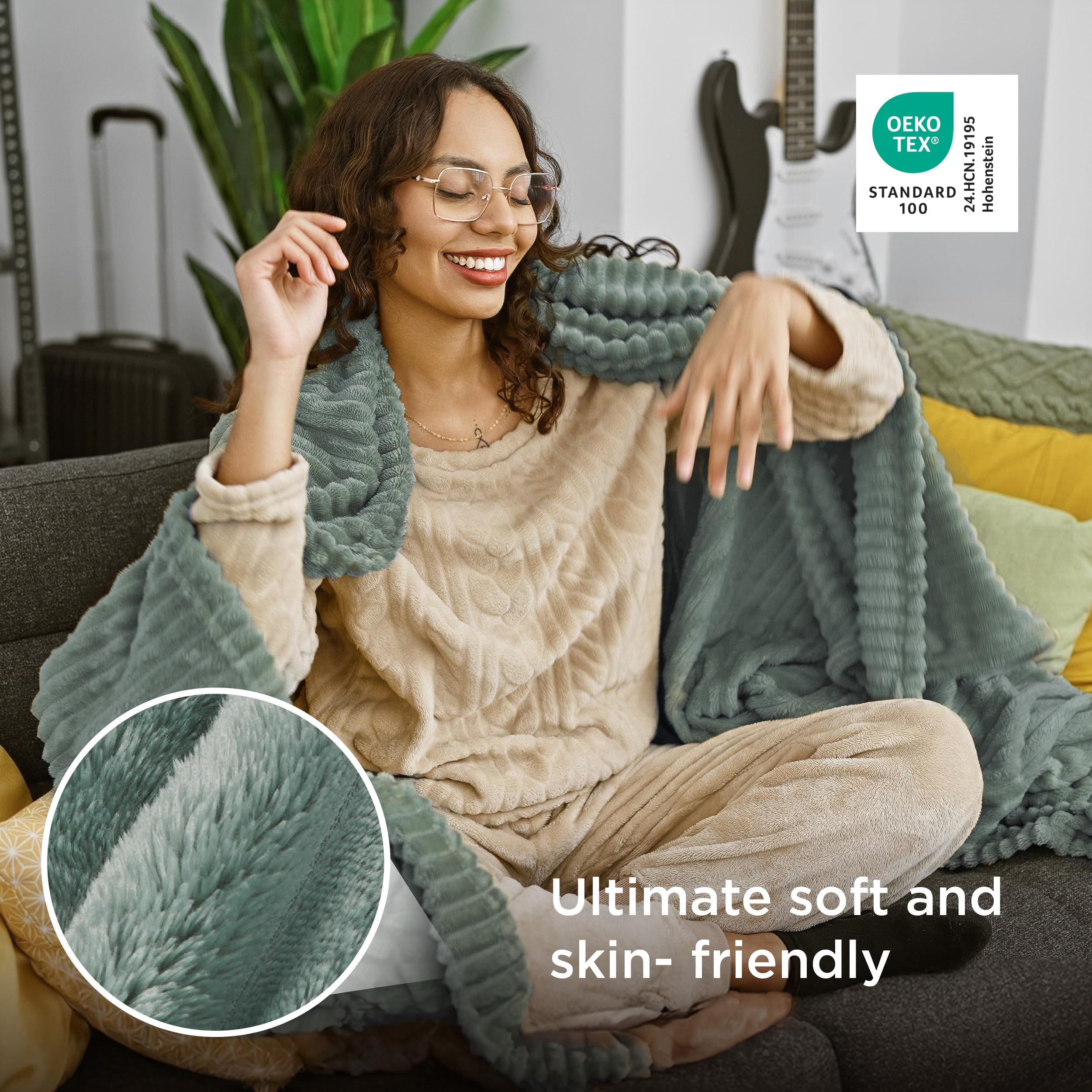 Bedsure GentleSoft sage-green blanket on a bed adds warm, stylish layering