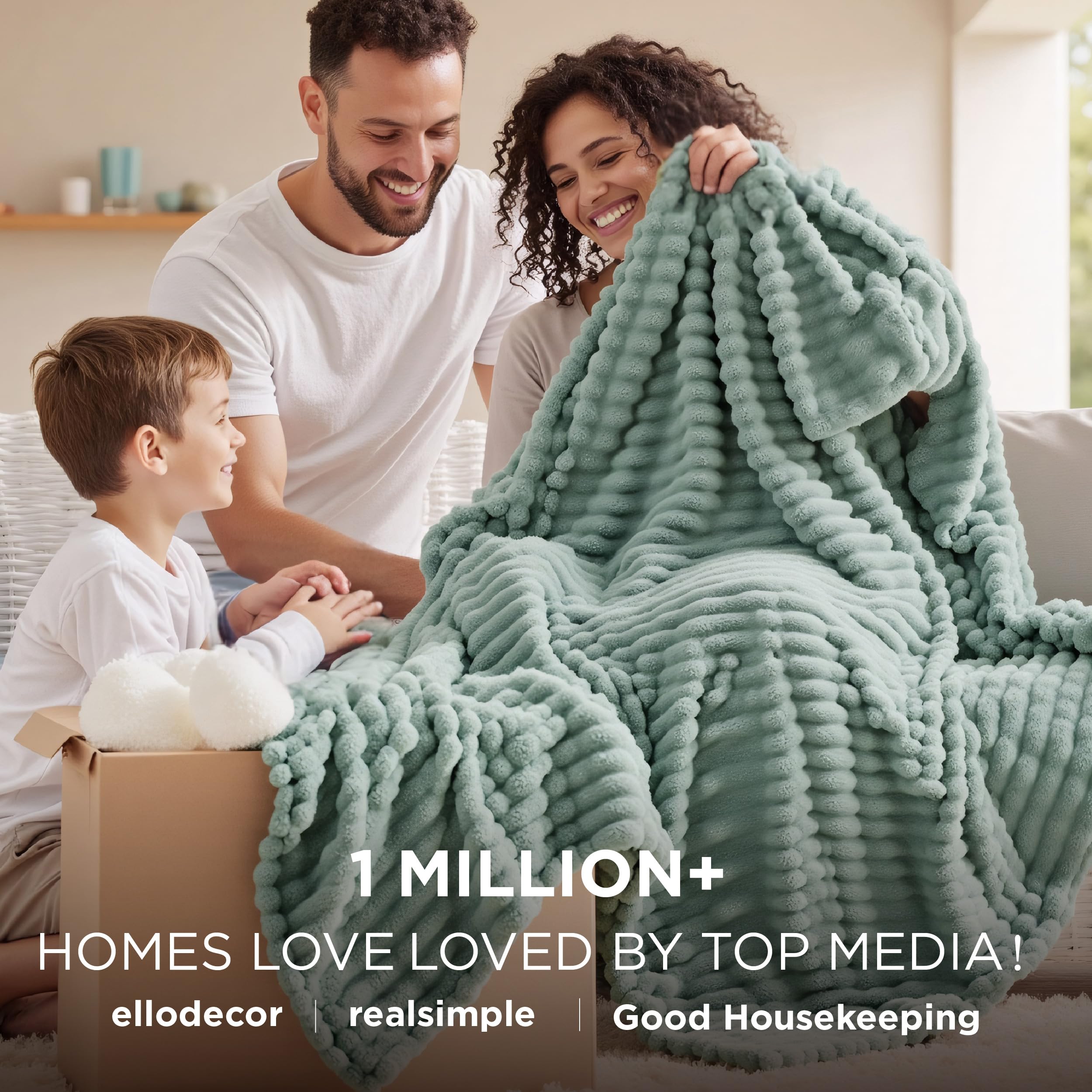 Bedsure GentleSoft Sage Green blanket folded neatly for easy lounging