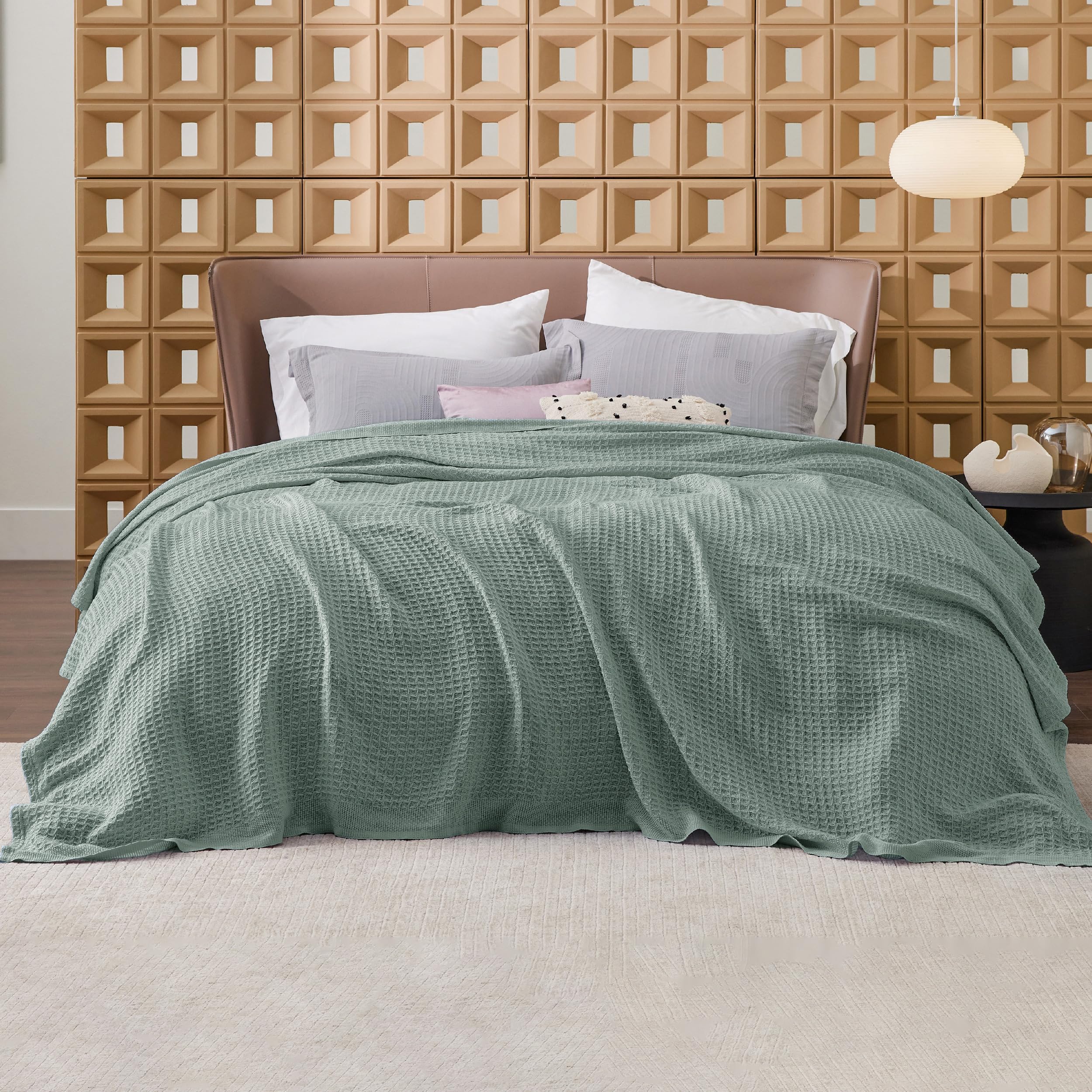 Bedsure Gentlesoft sage green folded blanket ready for gifting