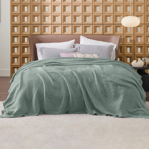Bedsure Gentlesoft sage green folded blanket ready for gifting
