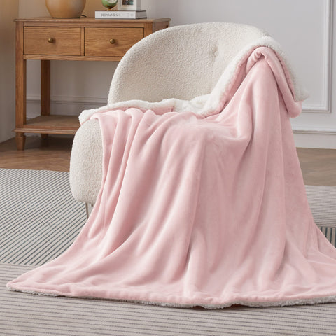 Bedsure GentleSoft Sherpa Blanket draped on sofa for easy lounge layering