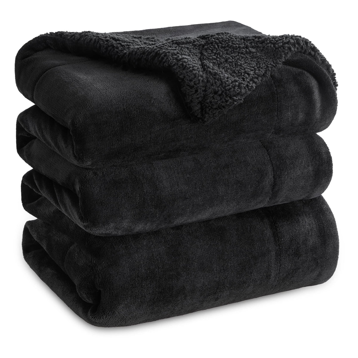Bedsure GentleSoft Sherpa Blanket top view highlights double-sided warmth and plush texture.