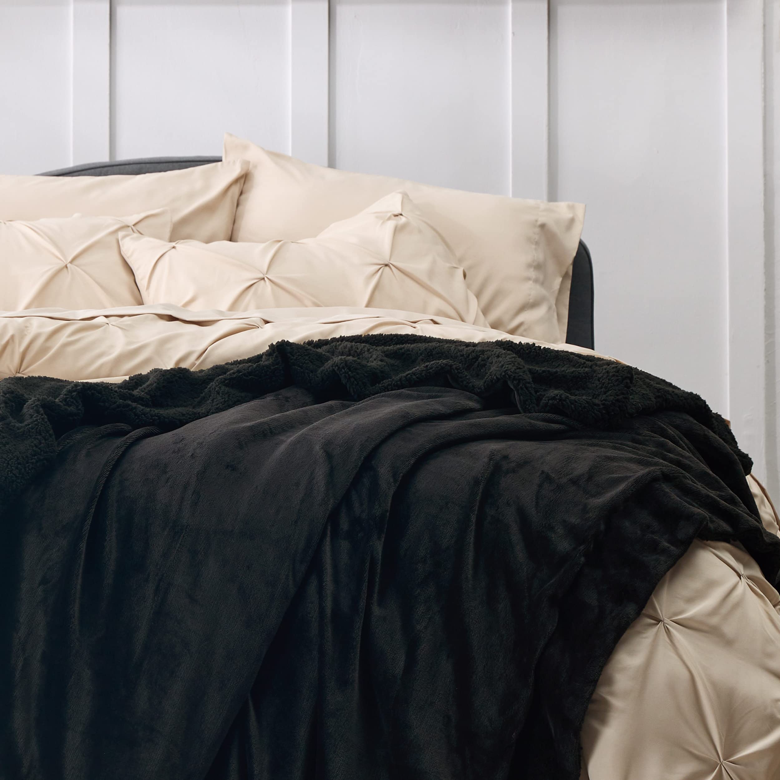 Bedsure GentleSoft Sherpa closeup emphasizes luxurious reverse warmth