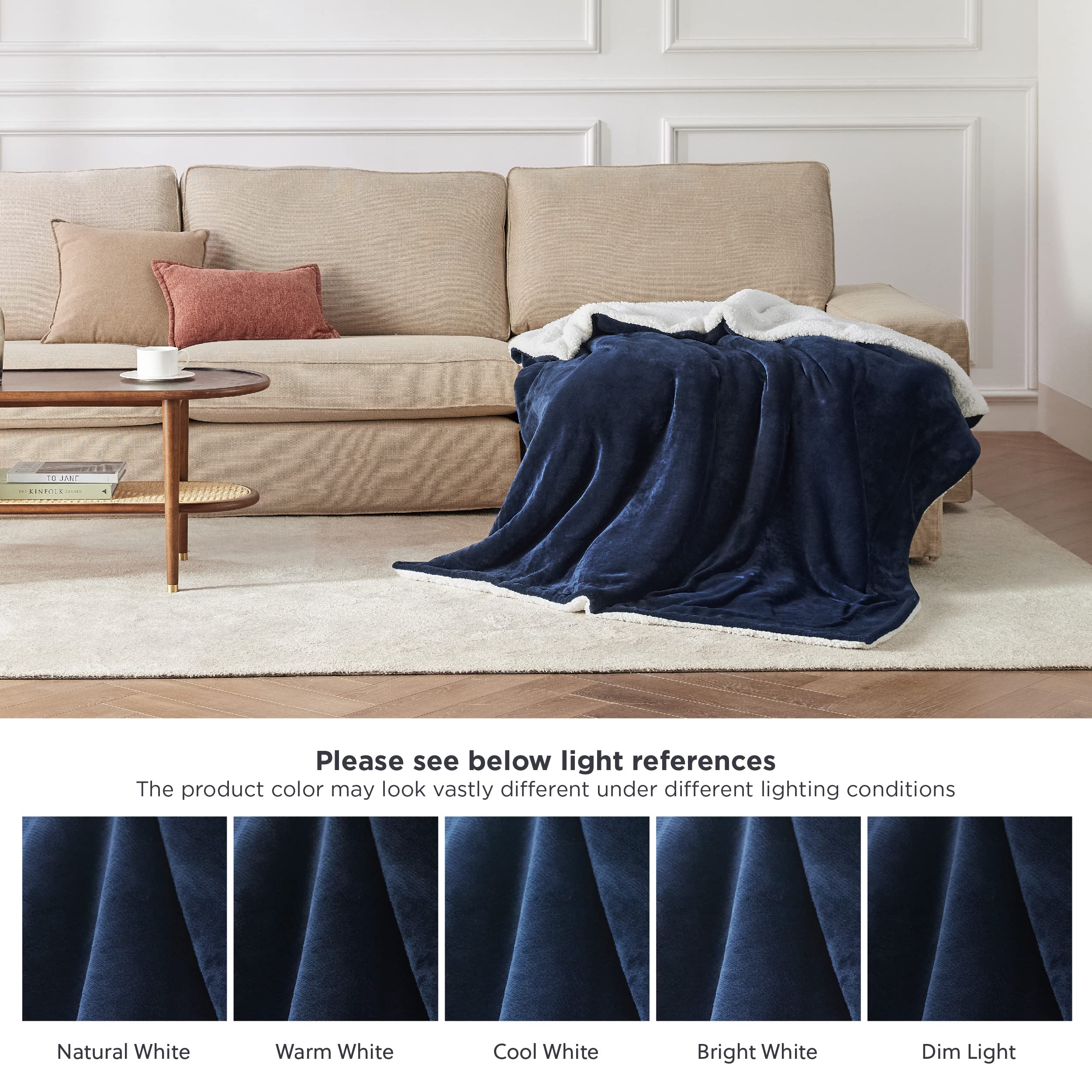 Bedsure GentleSoft Sherpa Fleece Blanket stitching detail enhances durability