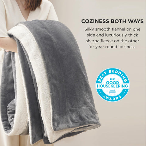 Bedsure GentleSoft Sherpa blanket on couch invites easy warmth