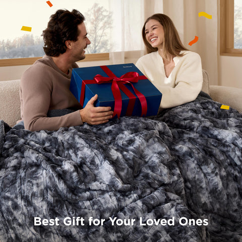 Bedsure GentleSoft Sherpa Fluffy Throw on bed grey for restful warmth