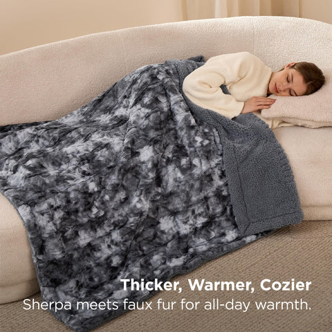 Bedsure GentleSoft Sherpa Fluffy Throw tie-dye pattern adds vibrant decor