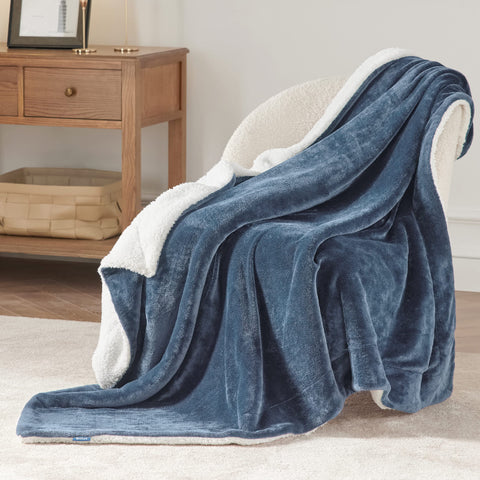 Bedsure GentleSoft Sherpa Throw close-up texture shows velvety top and plush back