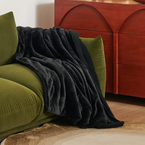 Bedsure Sherpa blanket folded for compact storage and easy display.