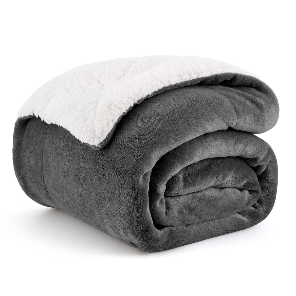 Bedsure GentleSoft sherpa throw top view shows plush warmth for the sofa.