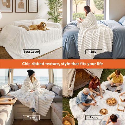 Bedsure GentleSoft blanket draped over bed demonstrates durable stitching and color retention
