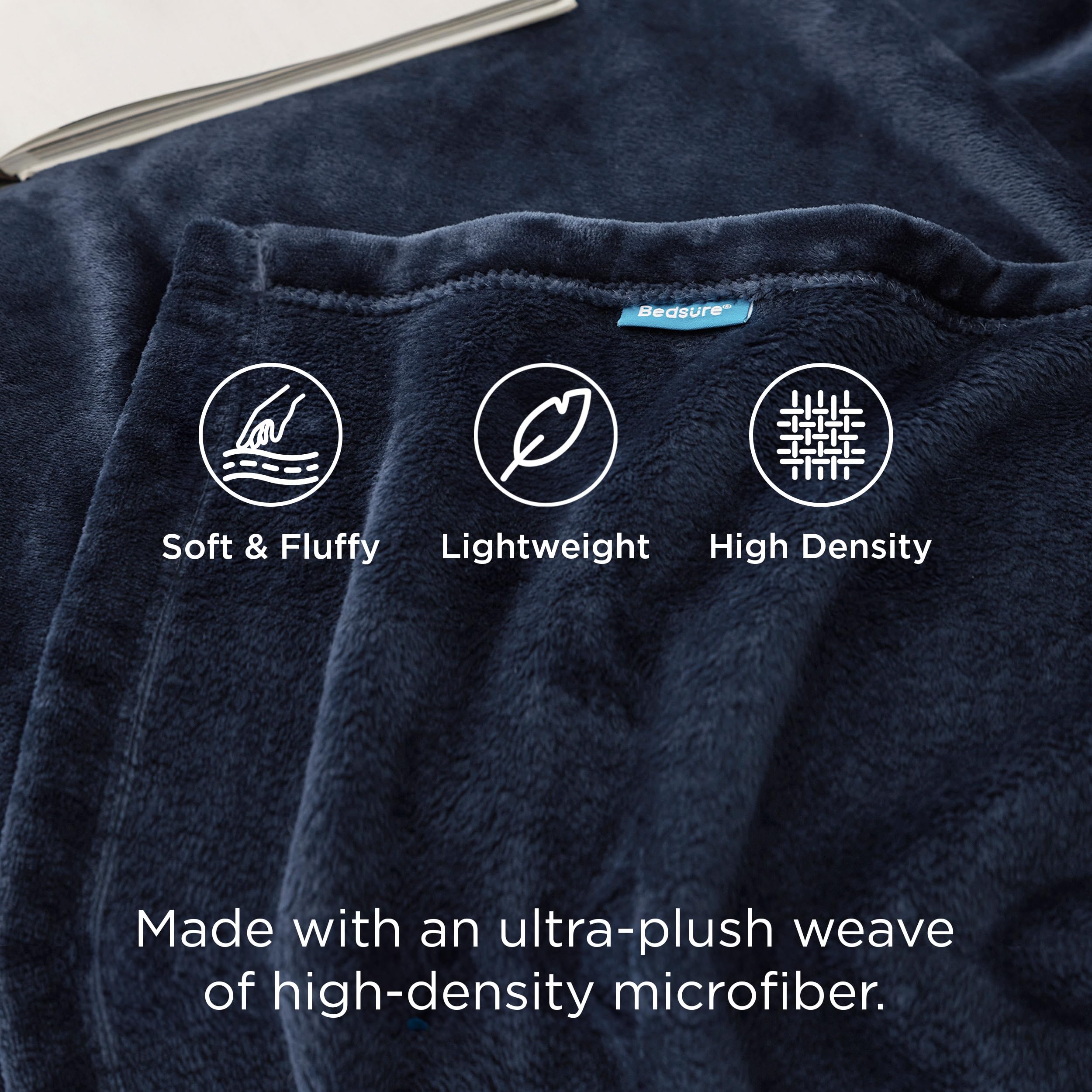 Bedsure GentleSoft throw navy on sofa invites relaxed lounging and comfort