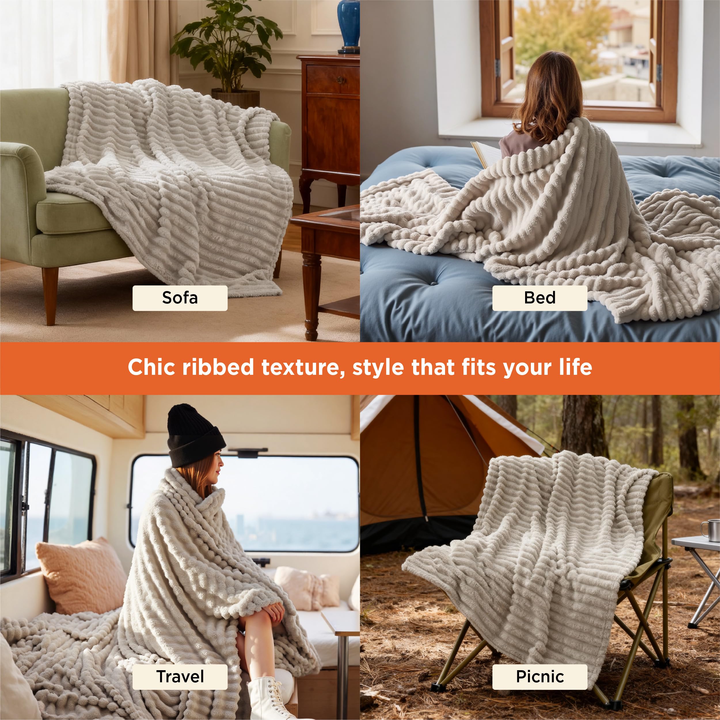 Bedsure GentleSoft twin blanket beige color detail complements neutral decor.
