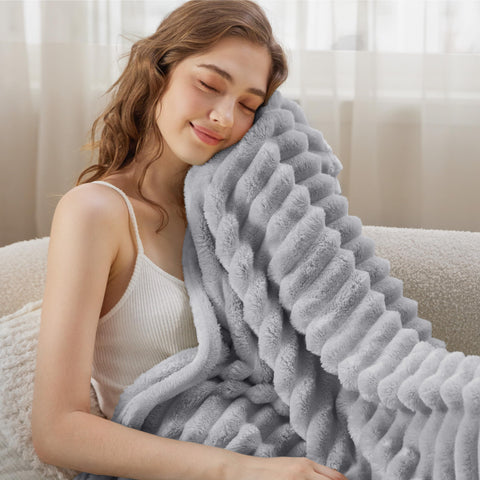 Bedsure GentleSoft twin blanket in light grey complements any room.