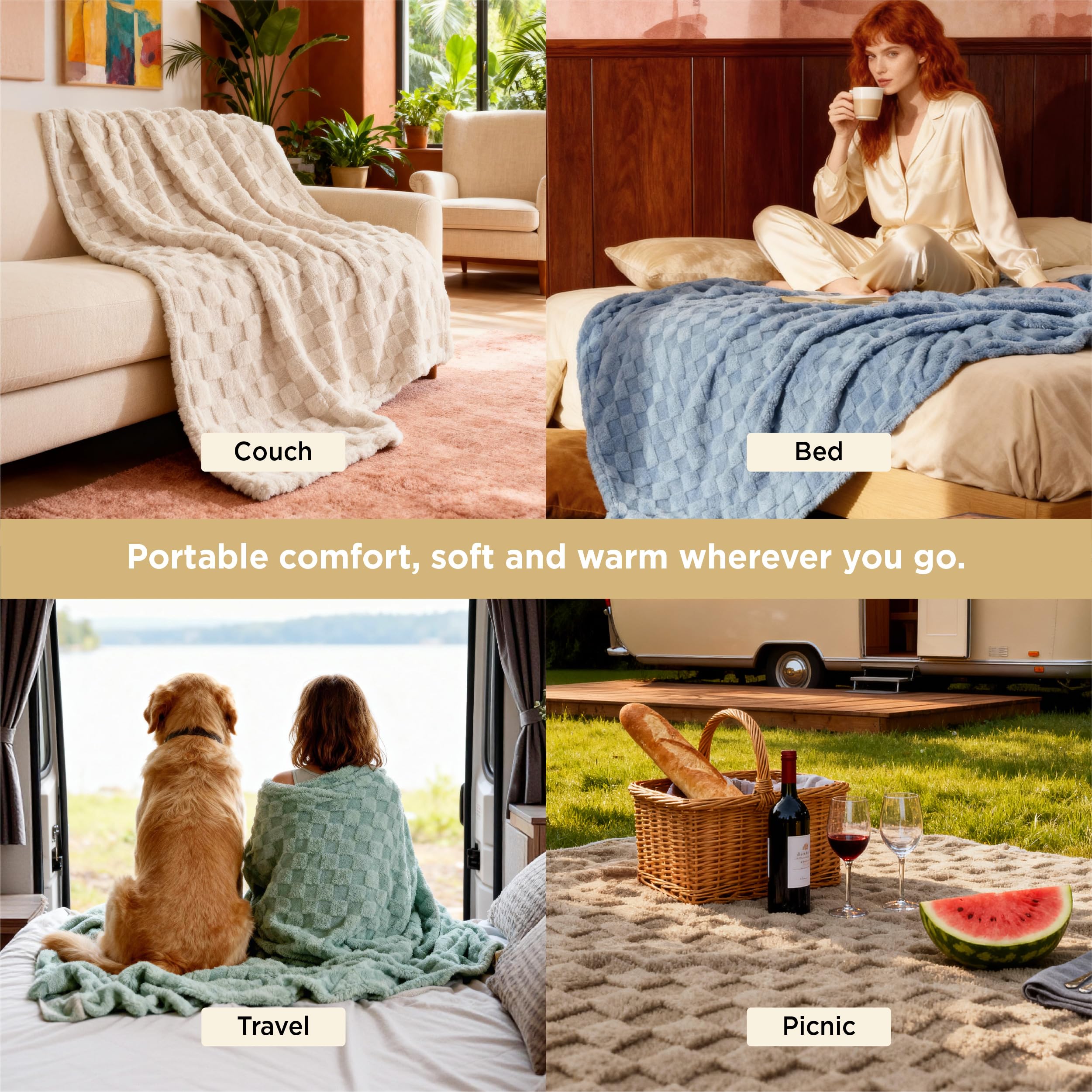 Bedsure GentleSoft twin blanket spread on a sofa for relaxed movie night comfort.