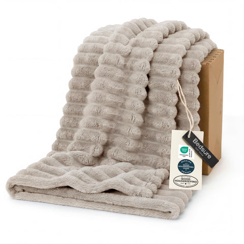 Bedsure GentleSoft twin XL blanket on a couch for cozy evenings.