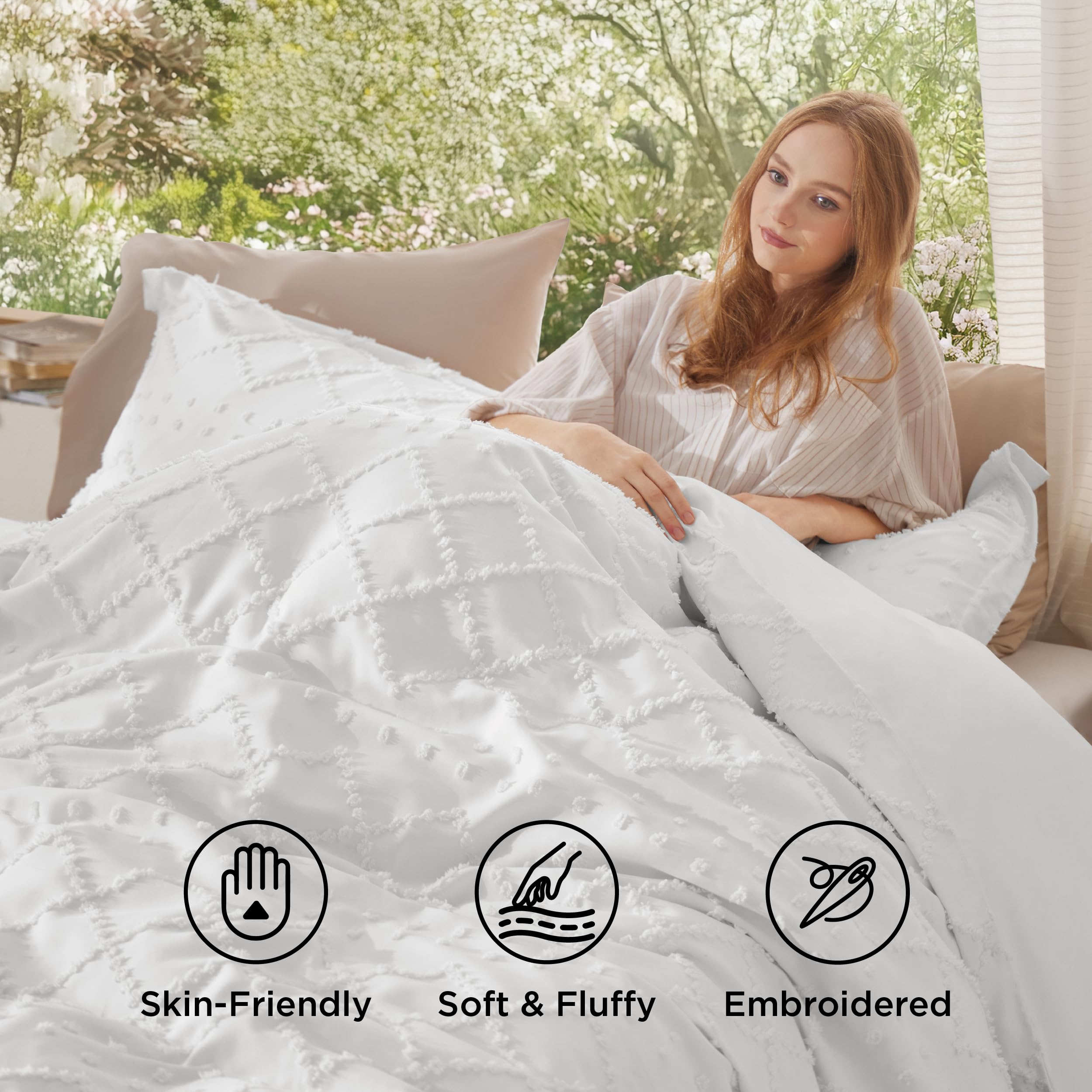 Bedsure geometric pattern details bring chic vintage style.