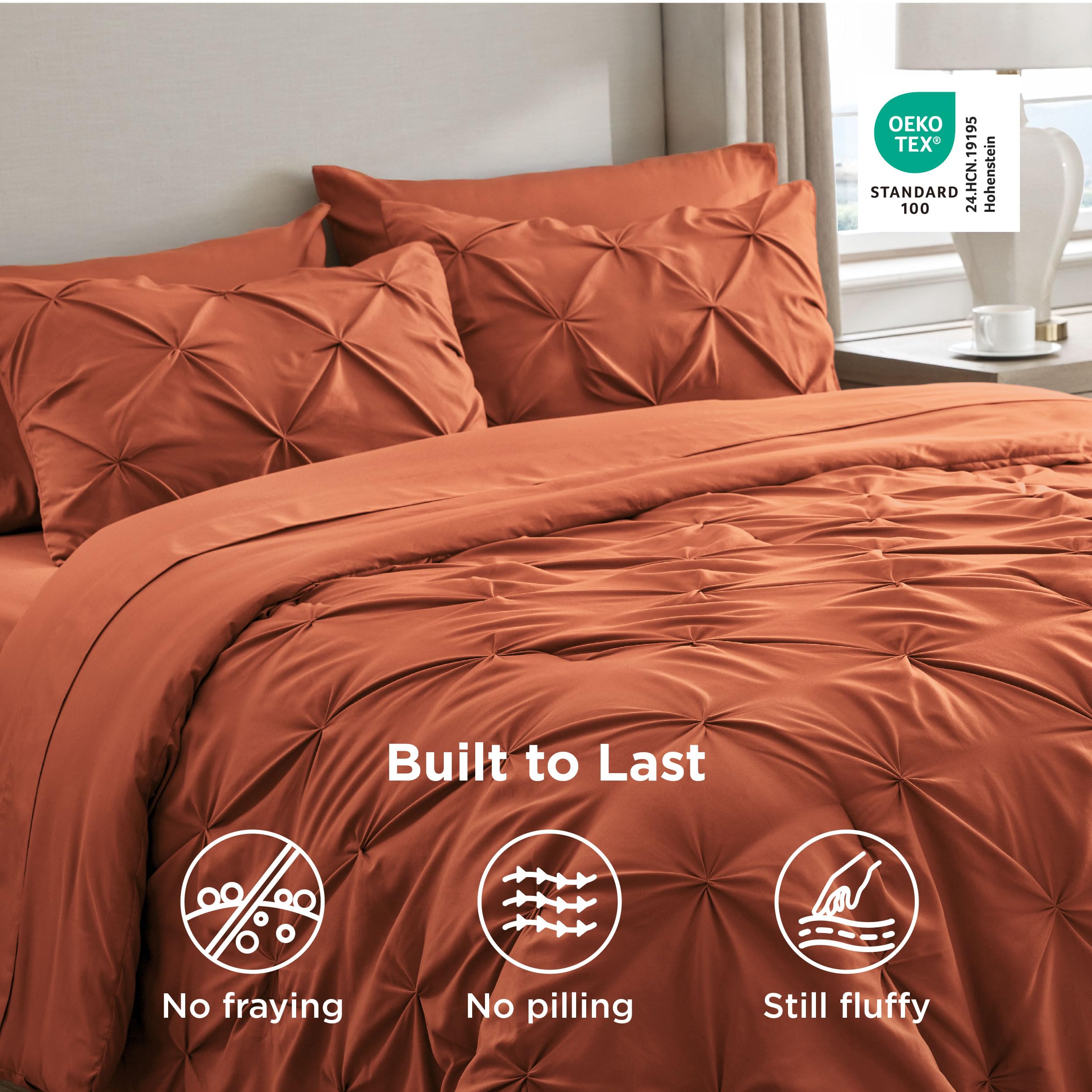 Bedsure gift-ready packaging for burnt orange bedding set