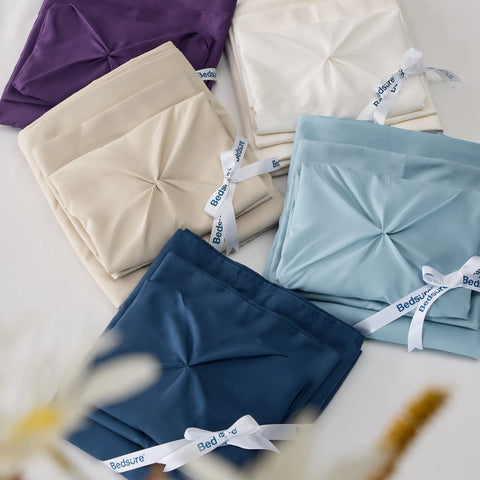 Bedsure gift-ready navy bedding packaging makes a thoughtful housewarming present.