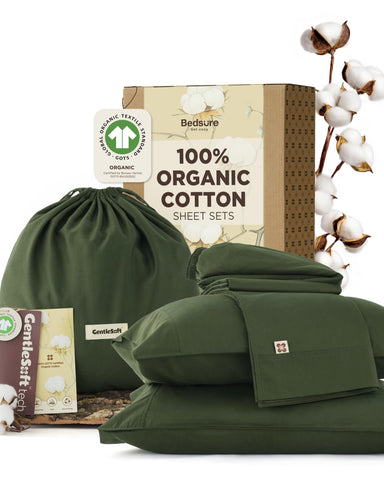 Bedsure GOTS organic cotton sheets with a secure 17-inch deep pocket fit