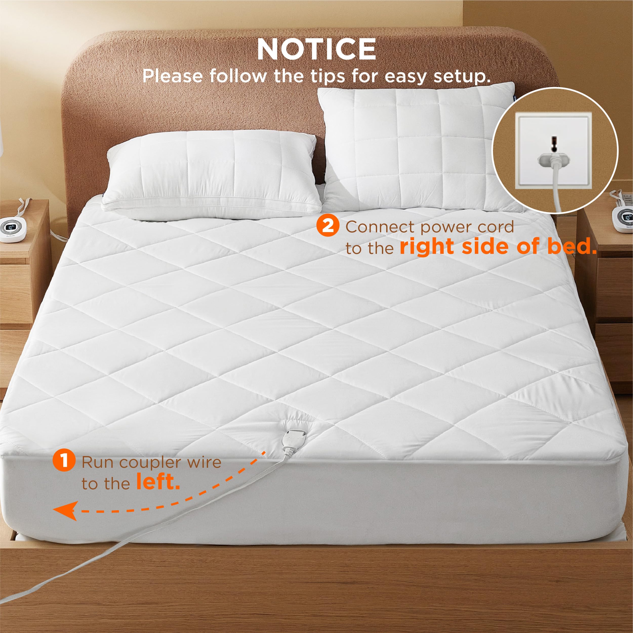 Bedsure king-size heat pad fits standard king mattresses securely.