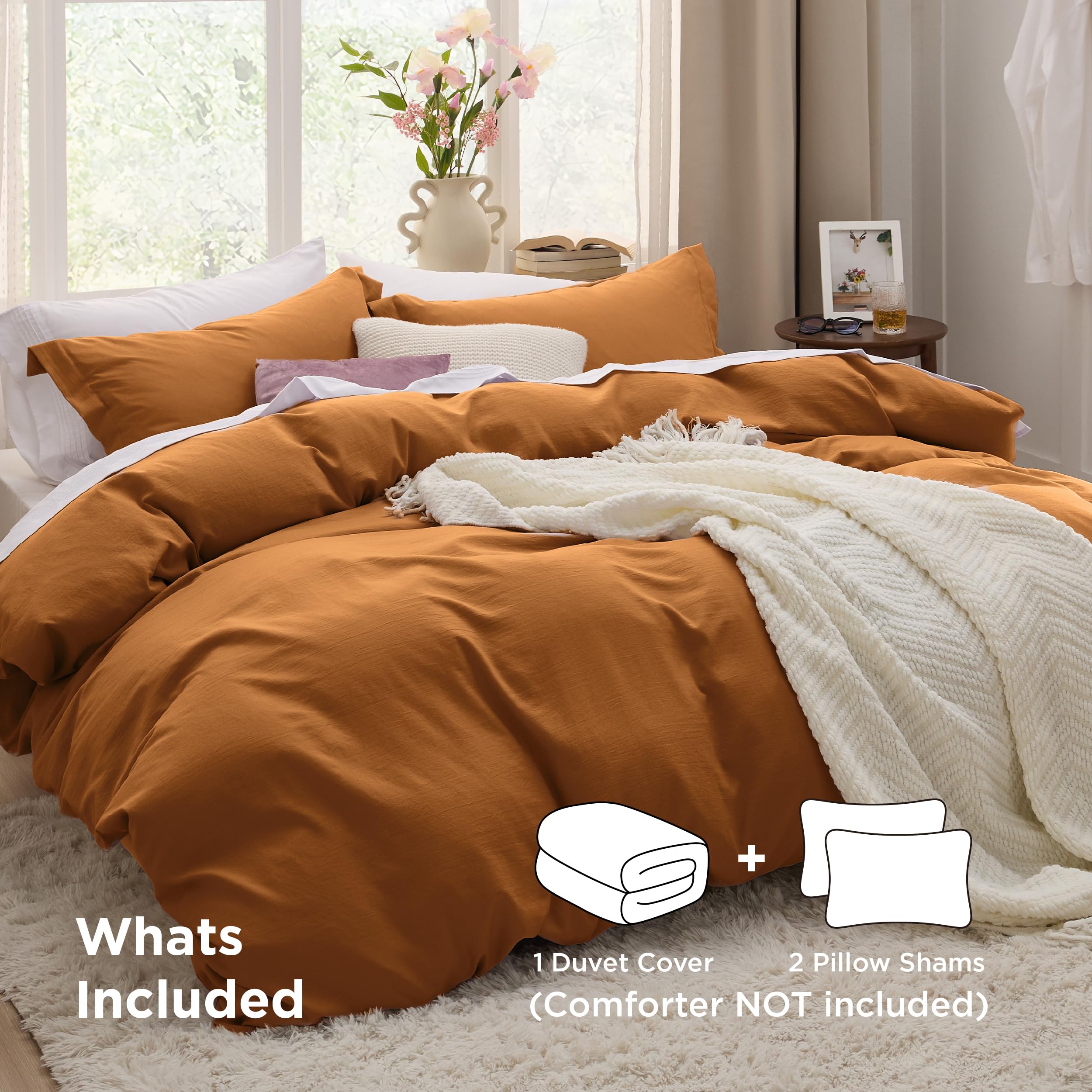 Bedsure Honey Ginger pillow shams set with coordinated look