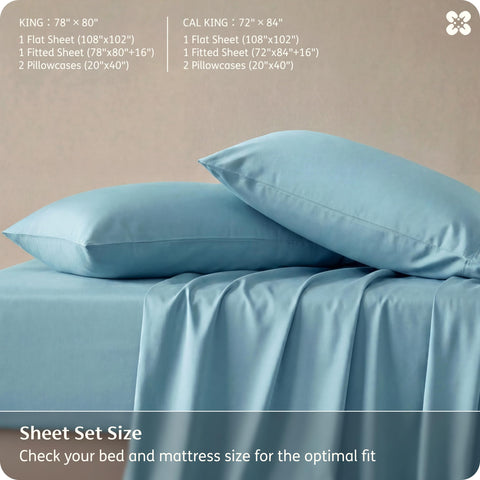Bedsure hotel luxury silky bedding in aqua ready for bed