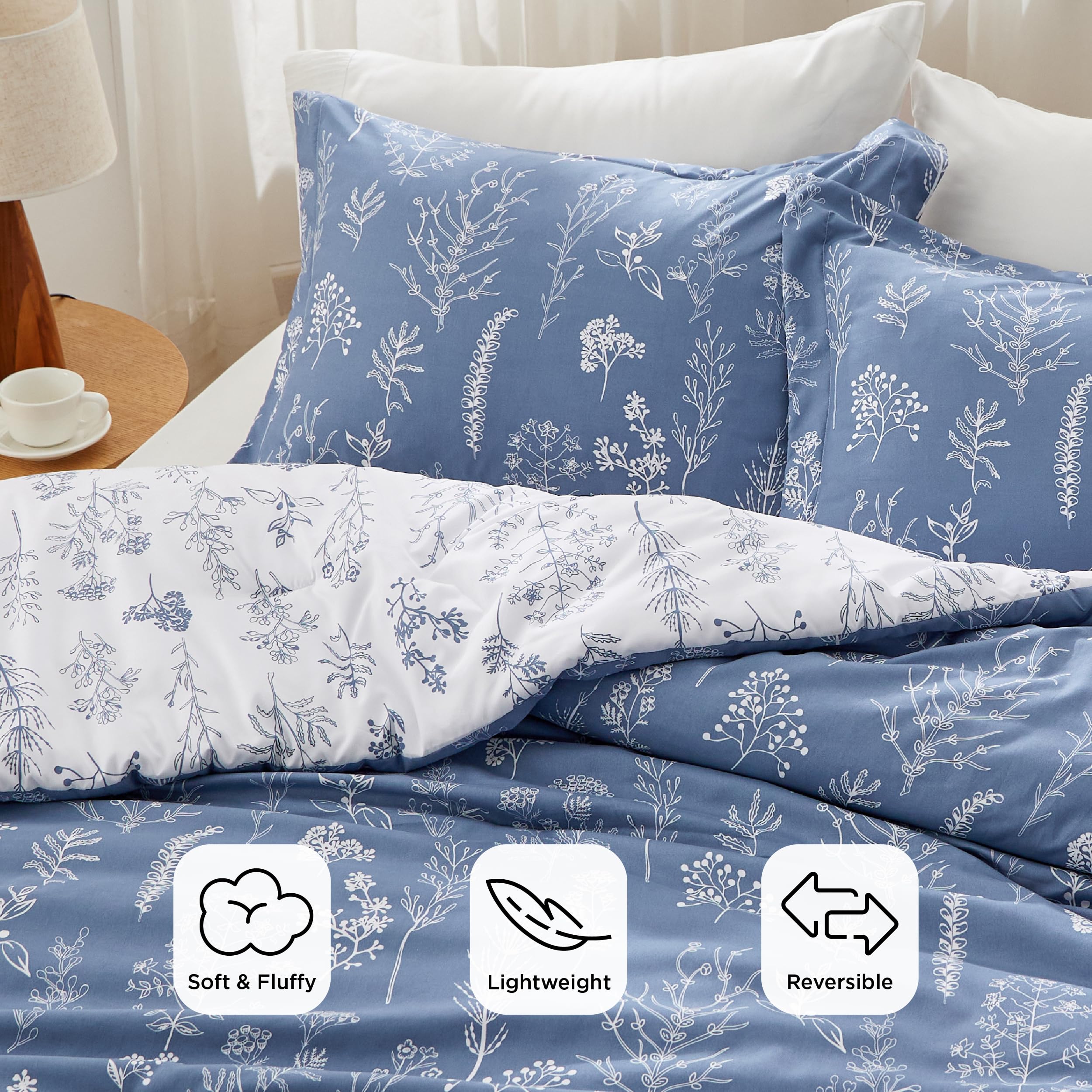 Bedsure reversible floral pattern shows two decor options in one set.