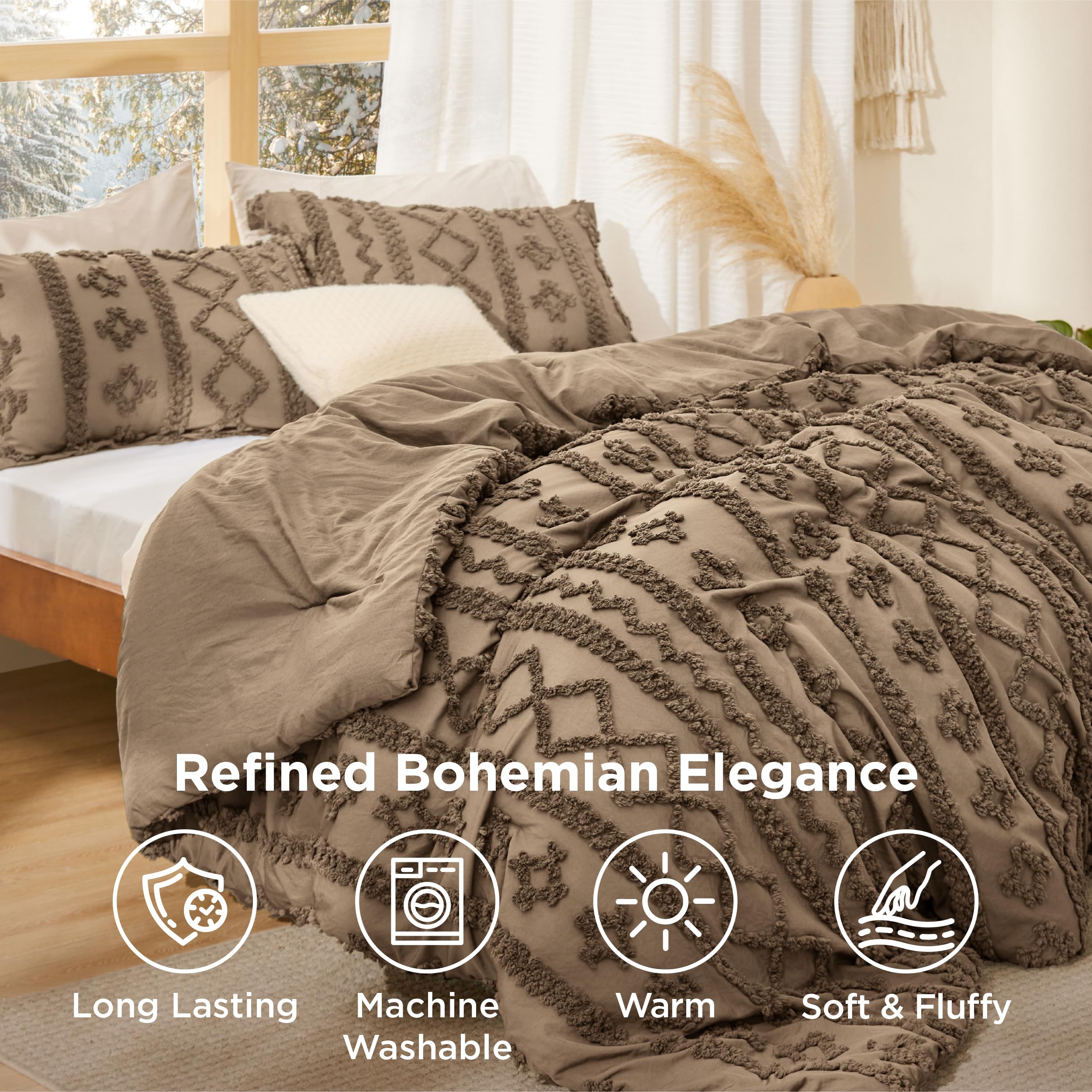 Bedsure king comforter displayed on bed offering generous coverage