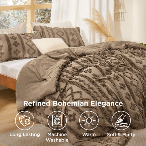 Bedsure king comforter displayed on bed offering generous coverage