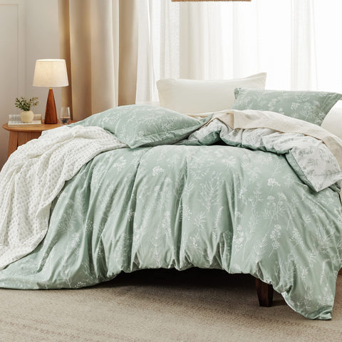 Bedsure king comforter reverses to floral and branch motif for quick style refresh